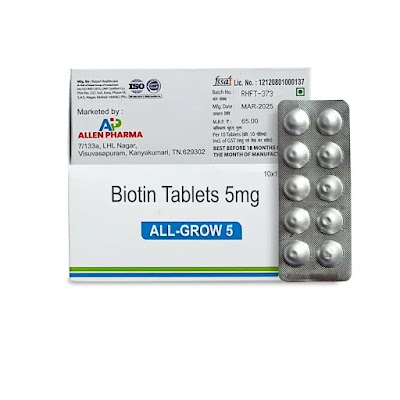 All-Grow 5 - Biotin Tablets 5mg packaging